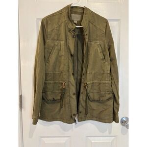 Hinge Olive Green Utility Jacket Lightweight Military Style Size S‎